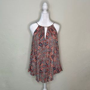 LUSH Red/White/Blue Flowy Paisley Tank with backtie